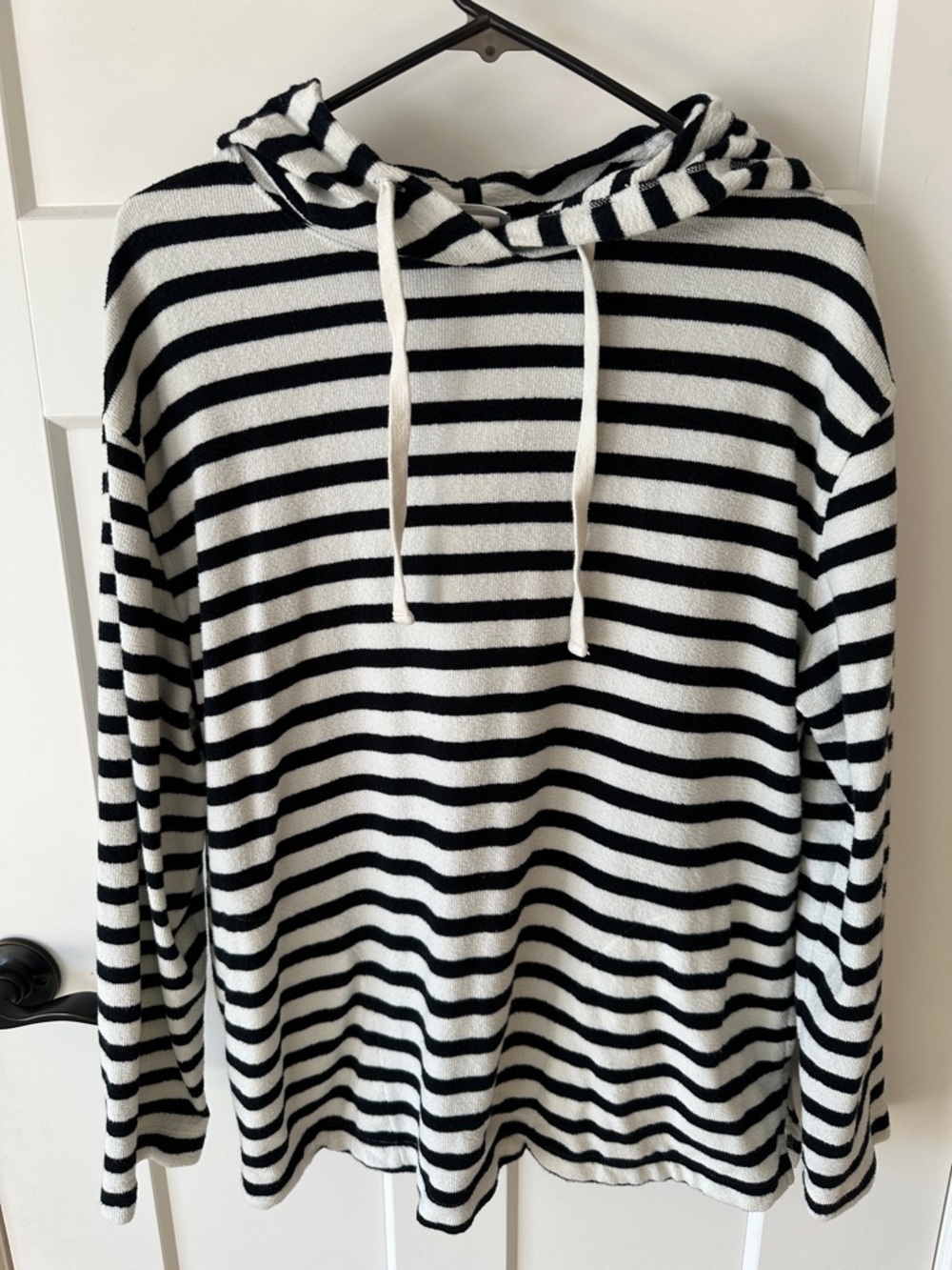 Ava & Viv Black and White Striped Hooded Sweater